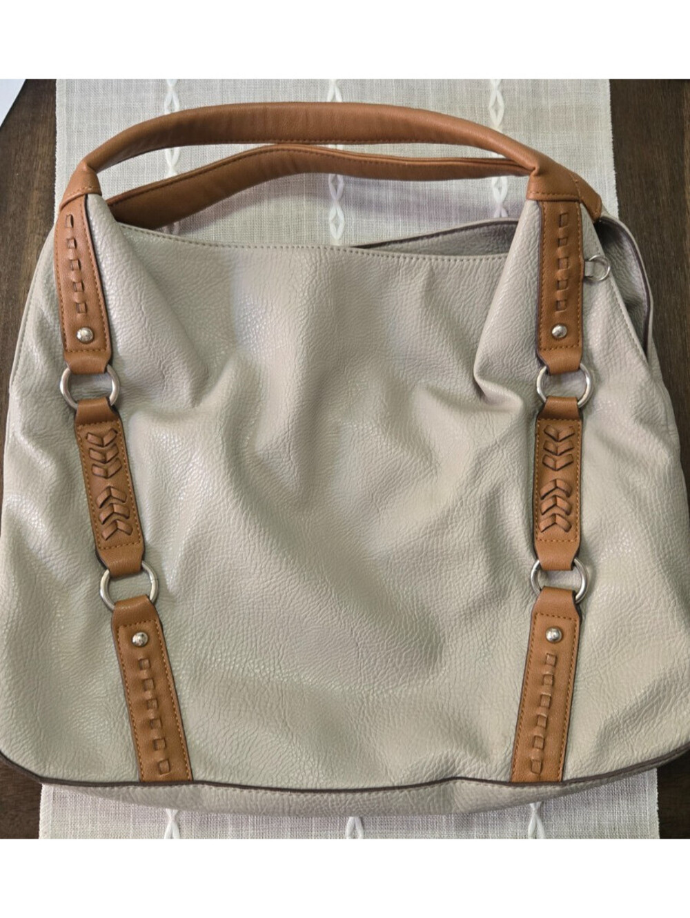 Jessica Simpson Beige Grey Handbag Purse